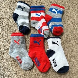 Puma Baby Socks Set - Red, Blue, Gray